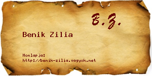 Benik Zilia névjegykártya